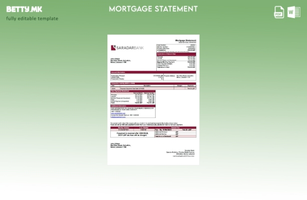 модерен стил Либан Извештај за хипотека Сарадар банка Шаблон за Word и PDF